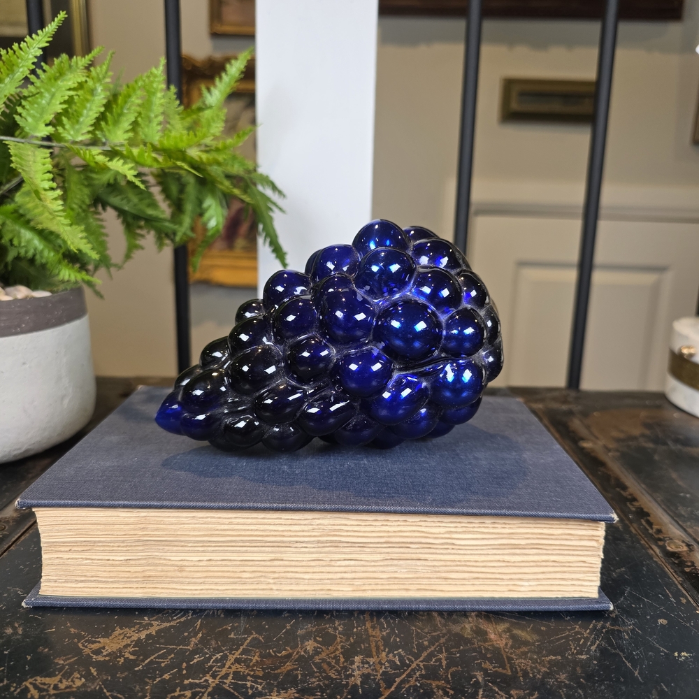 RARE Antique 1890s German Mercury Glass Cluster Kugel Cobalt Blue Grapes